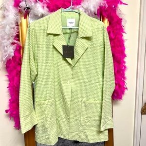 Green plaid blazer